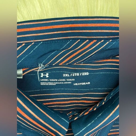 Under Armour Turquoise striped Performance polo Sz 2XL - Picture 3 of 8